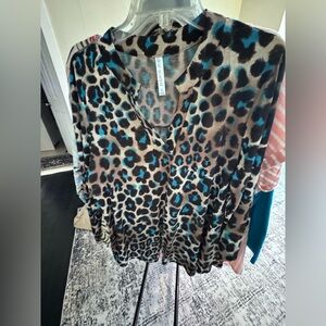 Scarlett Leopard Print Blouse with Blue Accents